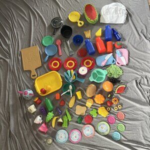 Pretend Play Kitchen Toys Lot Food Dishes Pans Utensils some little tikes vtg